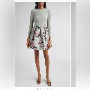 Alice + Olivia Gray and Pink Long Sleeve Dress